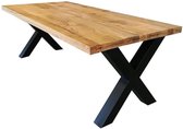 Mangohouten Eettafel Columbus Rechthoek 200x100 cm (6cm) Mahom Industrieel - Dinertafel van Mangohout & Metaal - Industriële Eettafel