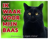Katten Waakbord - Ik waak voor mijn baas Zwart