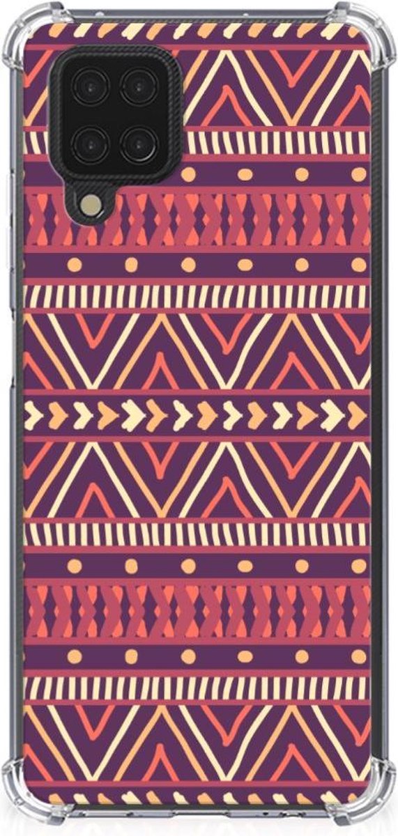 Samsung Galaxy A12 Doorzichtige Silicone Hoesje Aztec Paars