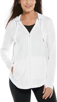 Coolibar - UV-werende Full zip hoodie voor dames - LumaLeo Zip-Up - Wit - maat S