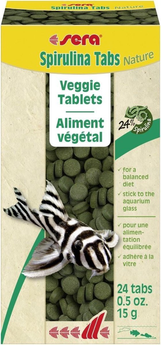 Spirulina tabletten 24 stuks - Sera Aquarium Visvoer
