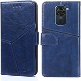 Voor Xiaomi Redmi Note 9 Geometrische stiksels Horizontale flip TPU + PU lederen tas met houder & kaartsleuven en portemonnee (blauw)