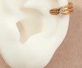 Ear cuff 3 rijen met 3 steentjes | goud gekleurd