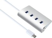 DrPhone ONVIA4 - 4 Poort USB C / Type C naar USB 3.0 / 2.0 Dock – HUB - OTG Adapter - Aluminium Case - Zilver
