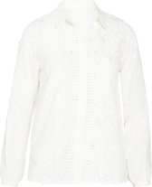 Cassis - Female - Katoenen blouse met borduursel en kant  - Ecru