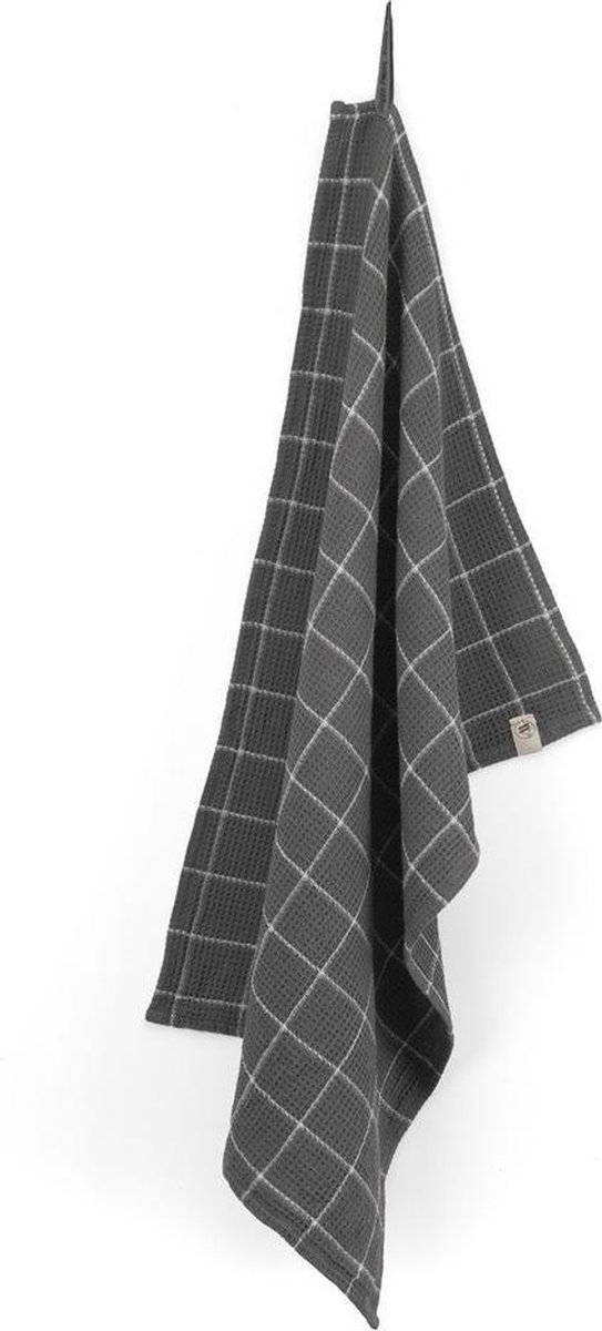 Walra Keukendoek Dry with Cubes - 50x70 - 100% Katoen - Off Black