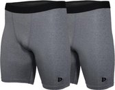 2-Pack Donnay compressie short - Sportbroek - Heren - Maat M - Grijs gemÃªleerd