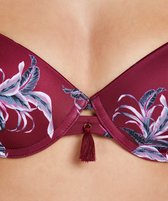 Hunkemöller Dames Badmode Voorgevormde beugel bikinitop Tropic glam  - Rood - maat D80