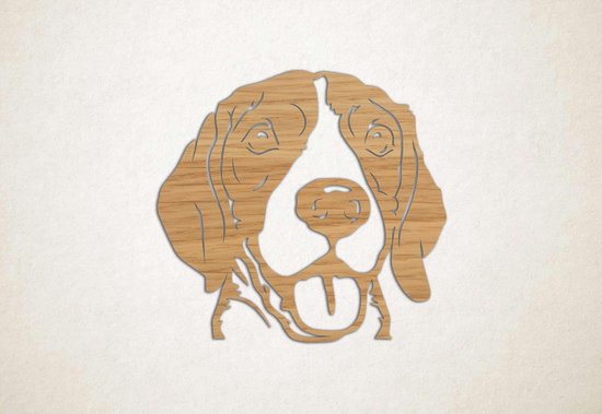 Wanddecoratie - Hond - Beagle 4 - M - 60x64cm - Eiken - muurdecoratie - Line Art