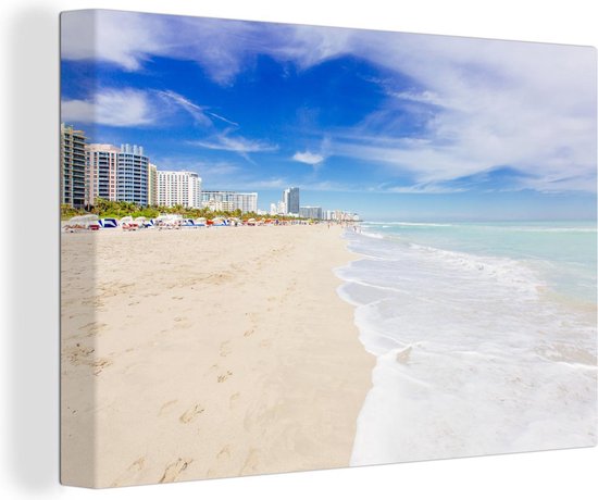 Canvas Schilderij Florida - Miami Beach - Strand - 60x40 cm - Wanddecoratie