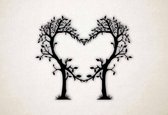 Wanddecoratie - Bomen in vorm van hart liefde - S - 45x51cm - Zwart - muurdecoratie - Line Art