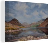 Peintures sur toile - Peintures à l'huile Lac de montagne - 120x90 cm - Décoration murale