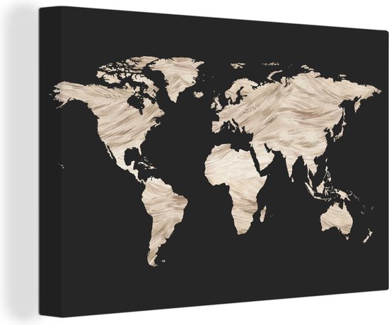 murando Prikbord Wereldkaart 90x60 cm Kurk Boord & Canvas Afdruk op