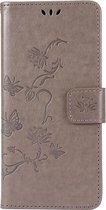Shop4 - Samsung Galaxy A52 Hoesje - Wallet Case Vlinder Patroon Grijs
