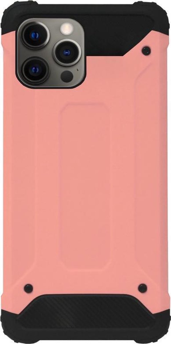 WLONS Rubber Kunststof Bumper Case Hoesje Geschikt voor iPhone 12 Pro Max - Goud Rose