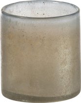 J-Line Theelichthouder Smokey Cilinder Glas Beige Small