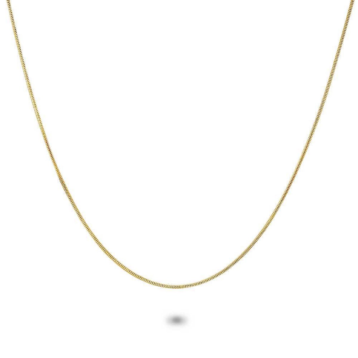 Twice As Nice Halsketting in goudkleurig edelstaal, slangketting 1,2 mm 70cm+5cm