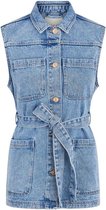 Pieces Pcnamir Sl Tie Belt Denim Vest Mb26 Medium Blue Denim Dames Vest - Maat XL