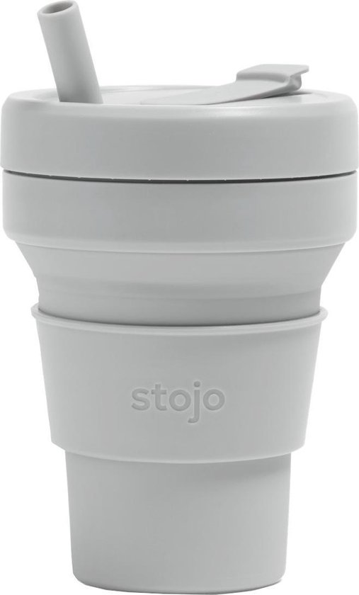 Stojo - Biggie Cup - 470 ml - Herbruikbaar - Opvouwbaar - Grijs