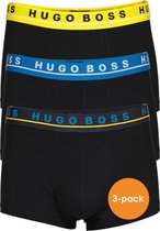 HUGO BOSS trunk (3-pack) - heren boxers kort - zwart met gekleurde tailleband -  Maat: S