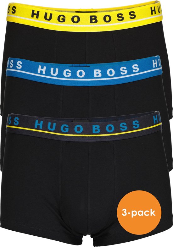 Oprecht Tonen zout HUGO BOSS trunk (3-pack) - heren boxers kort - zwart met gekleurde  tailleband - Maat: S | bol.com