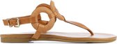 Lina Locchi Vrouwen Leren    Sandalen / Damesschoenen L1054 - Cognac - Maat 42