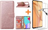 Samsung A52 hoesje bookcase Rose Goud - Samsung Galaxy A52 5G hoesje wallet cover met Pasjeshouder - 2x Samsung A52 screenprotector