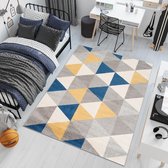 Tapiso Lazur Vloerkleed Grijs Geel Blauw Woonkamer Modern Tapijt Maat- 180x260