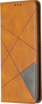 Oppo Reno 4 Pro 5G Hoesje - Mobigear - Rhombus Slim Serie - Kunstlederen Bookcase - Cognac - Hoesje Geschikt Voor Oppo Reno 4 Pro 5G