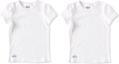 Little Label | T-shirt fille - 2 pièces - modèle basique | Blanc | taille 158-164 | coton biologique doux