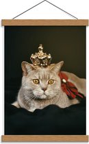Schoolplaat – Kat als Koning - 30x40cm Foto op Textielposter (Wanddecoratie op Schoolplaat)