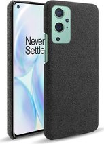 OnePlus 9 Hoesje Hard Plastic met Stof Textuur Back Cover Zwart