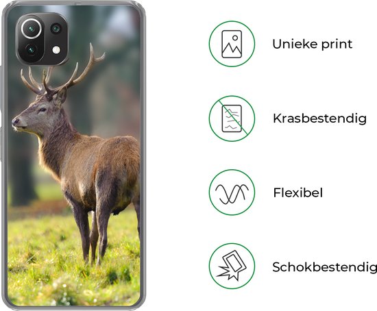 Coque Xiaomi 11T - Red Deer - Pâturage - Vert - Coque de téléphone en Siliconen