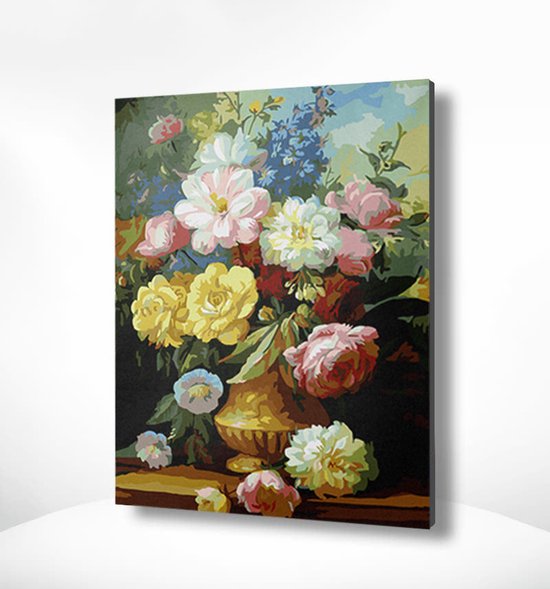 TISHIRON DIY Schilderen op nummer voor volwassenen bloemen, volwassenen schilderen op nummer kits wilde bloem, olieverfschilderij schilderen met penselen bloeiende plant, kunstnijverheid 40 x 50 cm