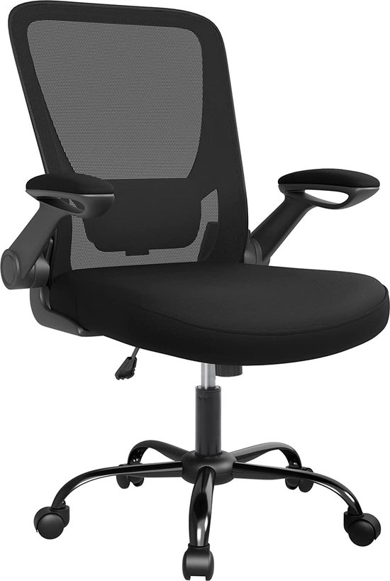 Ergonomische Bureaustoel - Compleet Verstelbaar - Inklapbare Armleuning - Zwart