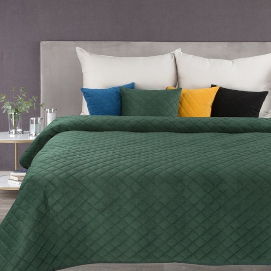Oneiro’s luxe MILO Beddensprei Groen - 170x210 cm – bedsprei 2 persoons - beige – beddengoed – slaapkamer – spreien – dekens – wonen – slapen