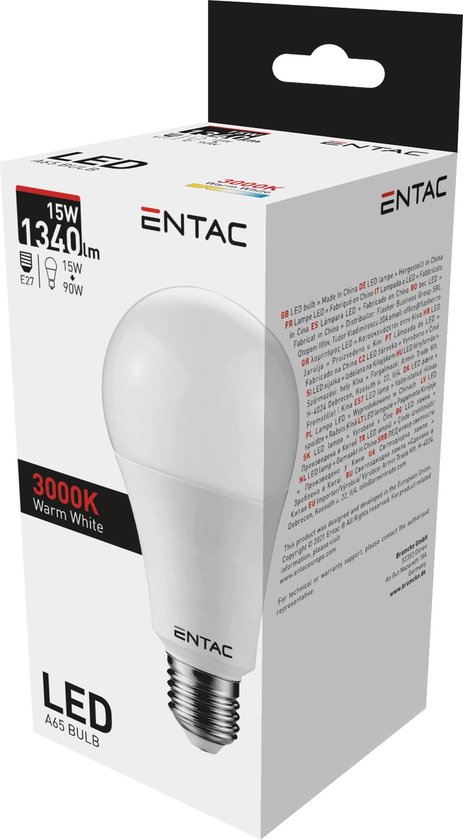 Entac LED lamp E27 15W 3000K WW 1340lm