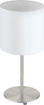 EGLO Pasteri Tafellamp - 1 Lichts - E27 - Ø18cm - Stof - Grijs, Wit