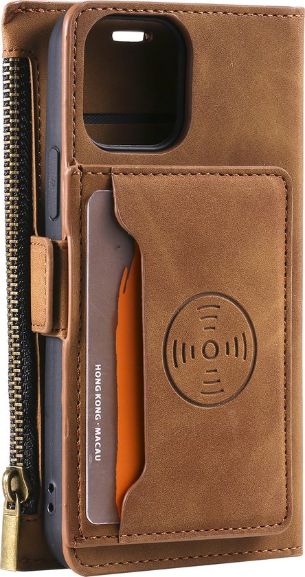 Étui livre Apple iPhone 14 | Étui de téléphone en cuir PU de haute qualité | Marron