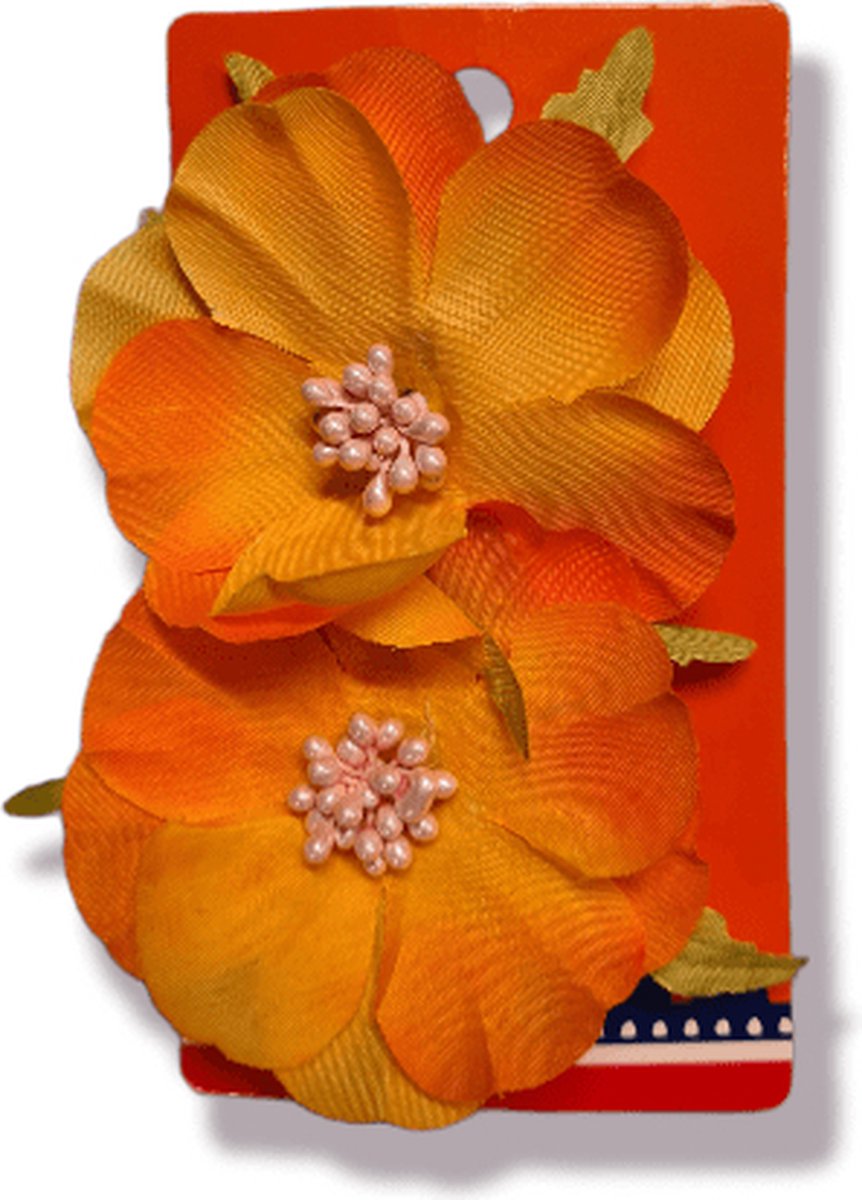 Haarclip 2 stuks Oranje bloem Koningsdag/EK/WK