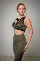 MILENKA groene legging met detail op zijkant en met shaping effect maat L valt als maat M