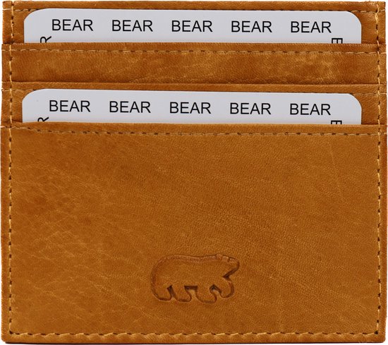 Porte-cartes en cuir Maikel Bear Design / Porte-cartes de crédit - Jaune ocre