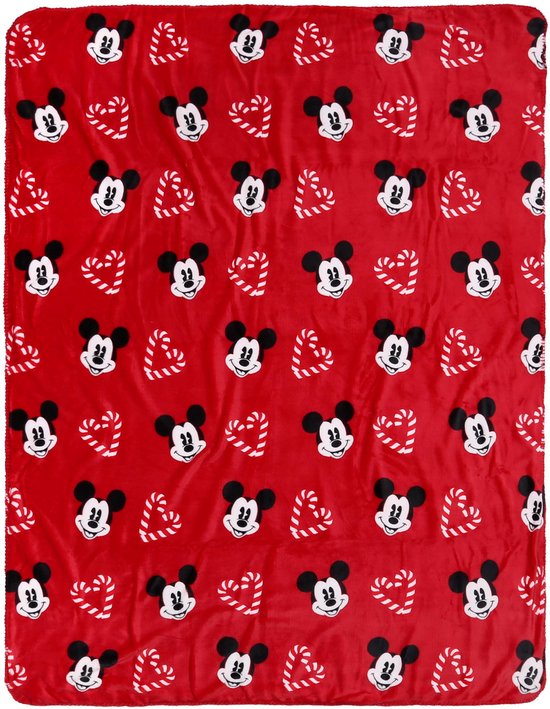Disney Mickey Mouse - Kerstdeken / sprei, rood, warm, gezellig 120x150cm, OEKO-TEX