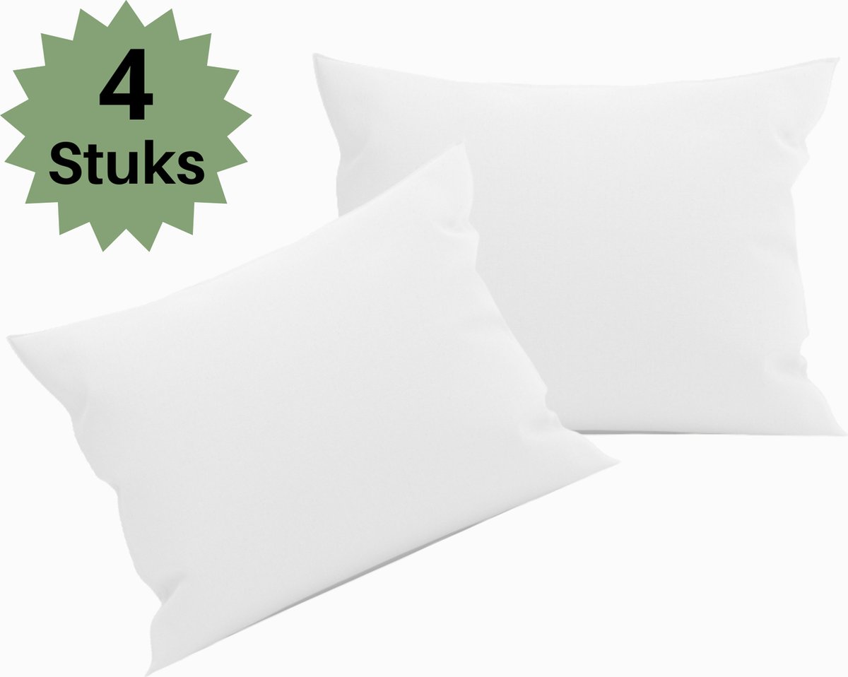 Droomtextiel Hotelkwaliteit Kussenslopen - Wit - Set van 4 Stuks 60x70cm - 100% Hoogwaardige Katoen
