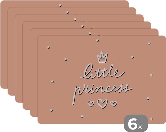 Placemat kinderen - Placemat - Placemats kunststof - Quotes - Little princes - Spreuken - Kinderen - Kids - Baby - Meiden - 45x30 cm - 6 stuks - Hittebestendig - Anti-Slip - Onderlegger - Afneembaar