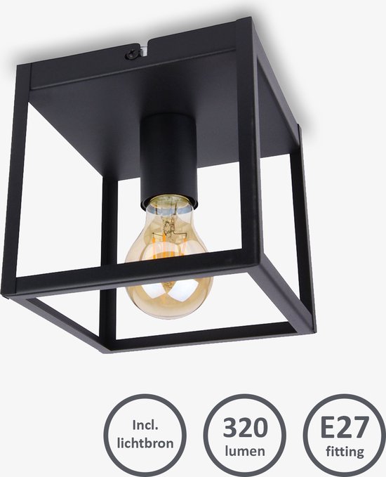 LEDUXA | Plafonnier noir | incl. Source de lumière | décoratif | plafonniers industriels | métaux | Raccord E27 | 4 W | 320lm | 2 400 000