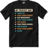 My perfect gaming day play video games - T-Shirt - Unisex - Zwart - Maat XXL