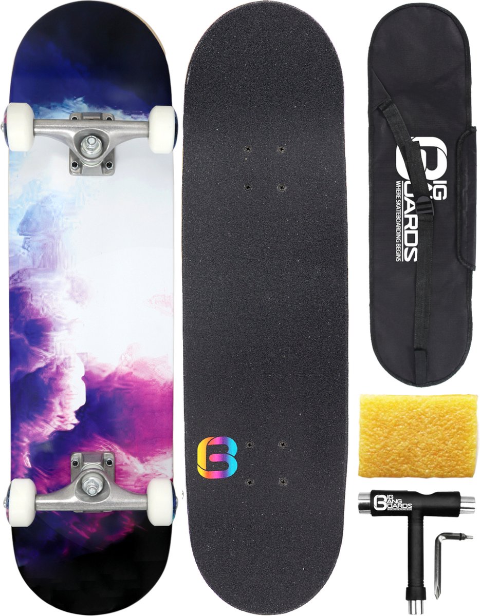 Big Bang Boards® PRO Nebula Edition – Skateboard Inclusief Skateboard Tas & Skate Tool – Skateboard Jongens – Skateboard Meisjes – Skateboard – Skateboard Volwassenen – Deck – Skate