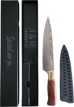 T&M Knives Couteau de Chef Krystofs Lame 20cm - Beau Couteau de Cuisine Japonais en Acier Dur - Manche Ergonomique - Coffret Cadeau Inclus