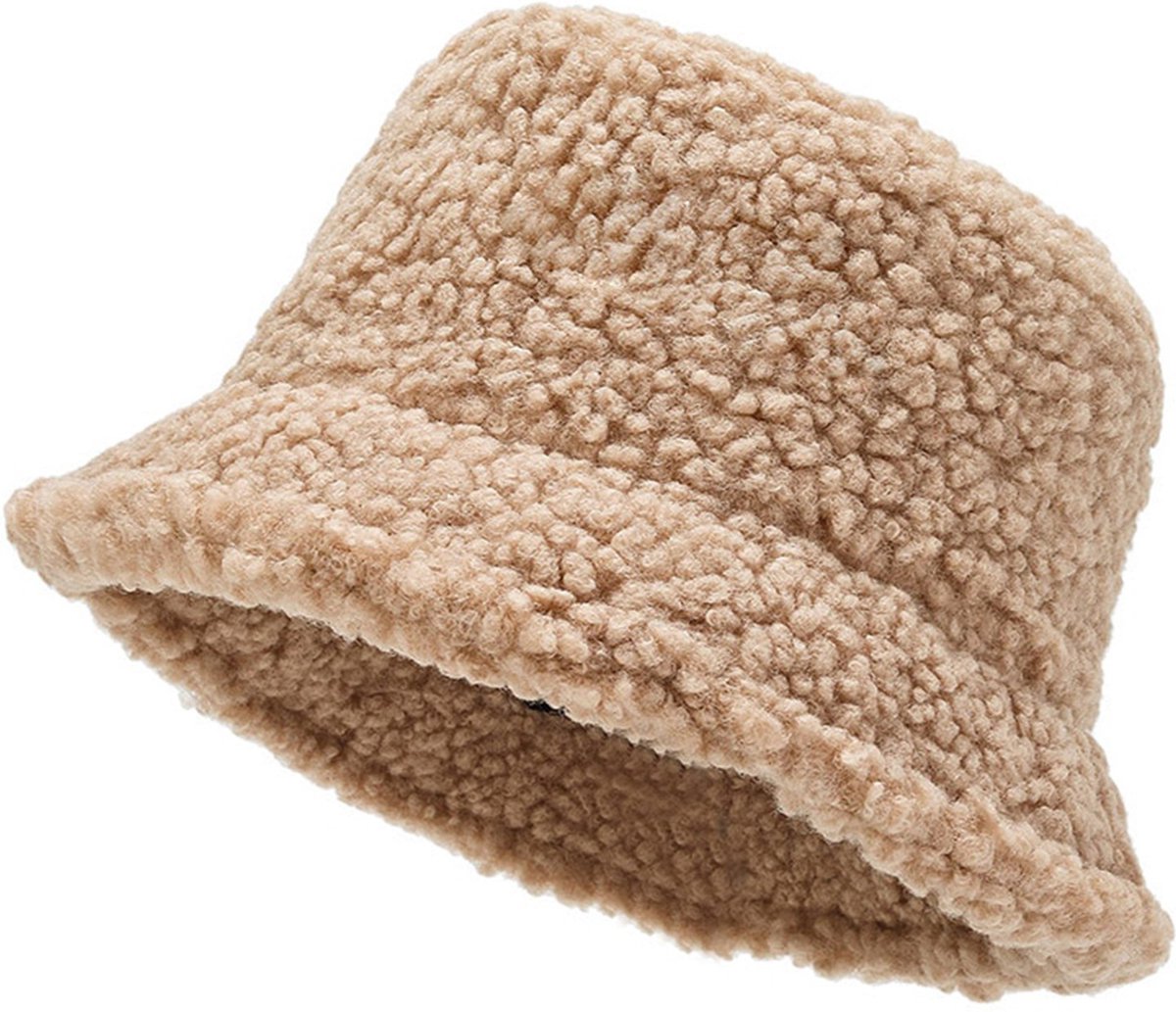 Bucket hat - Hoed - Vissershoedje - Teddy - Wol - Bruin